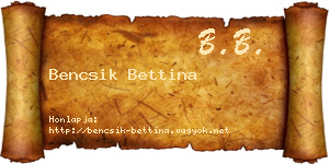 Bencsik Bettina névjegykártya